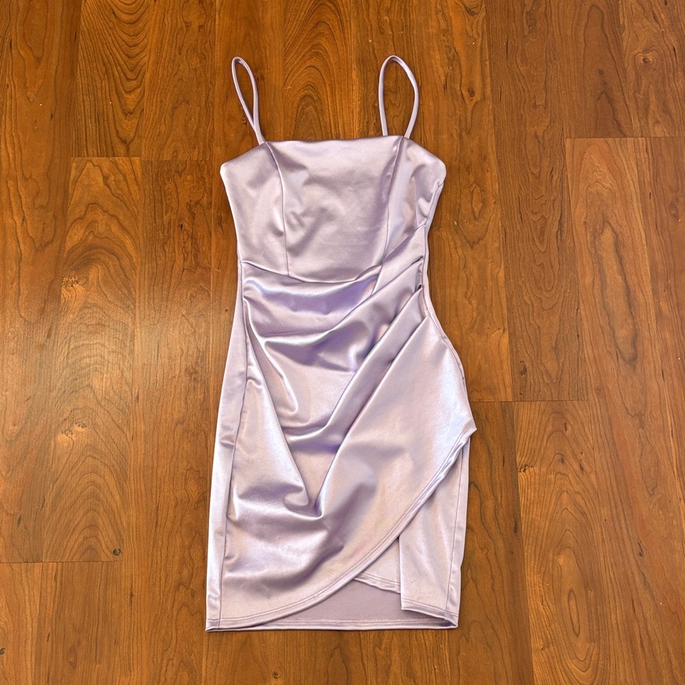 Windsor Lilac Satin Ruched Mini Dress